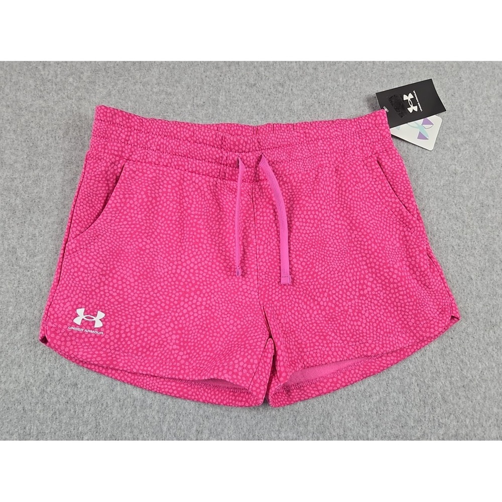 Under Armour Girls Size Large Fleece Shorts Pink Activewear Athleisure NWT